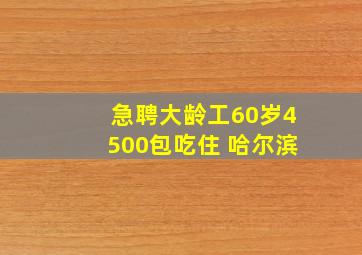 急聘大龄工60岁4500包吃住 哈尔滨